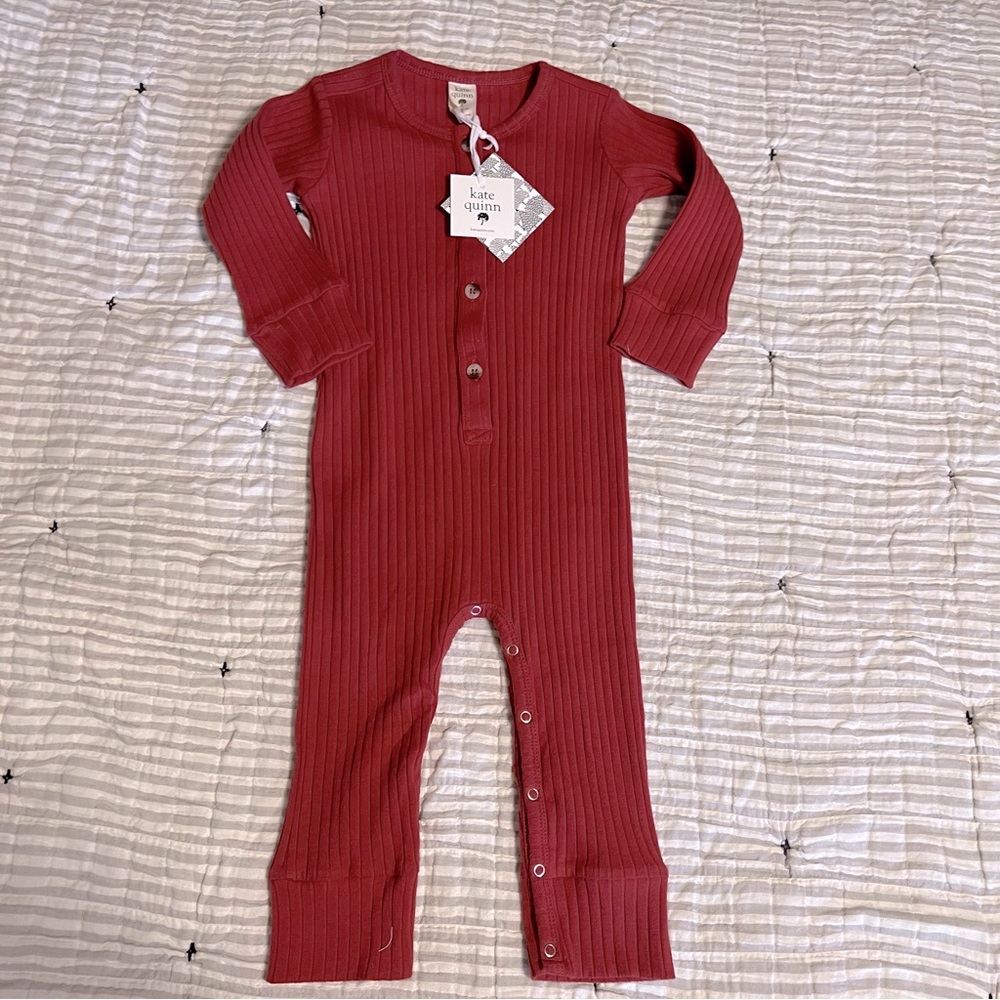 NWT Kate Quinn Ribbed Cotton Long Sleeve Jumpsuit